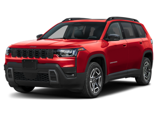 A red Jeep Cherokee SUV, angled forward, features a matte black grille and trim, set against a white background.