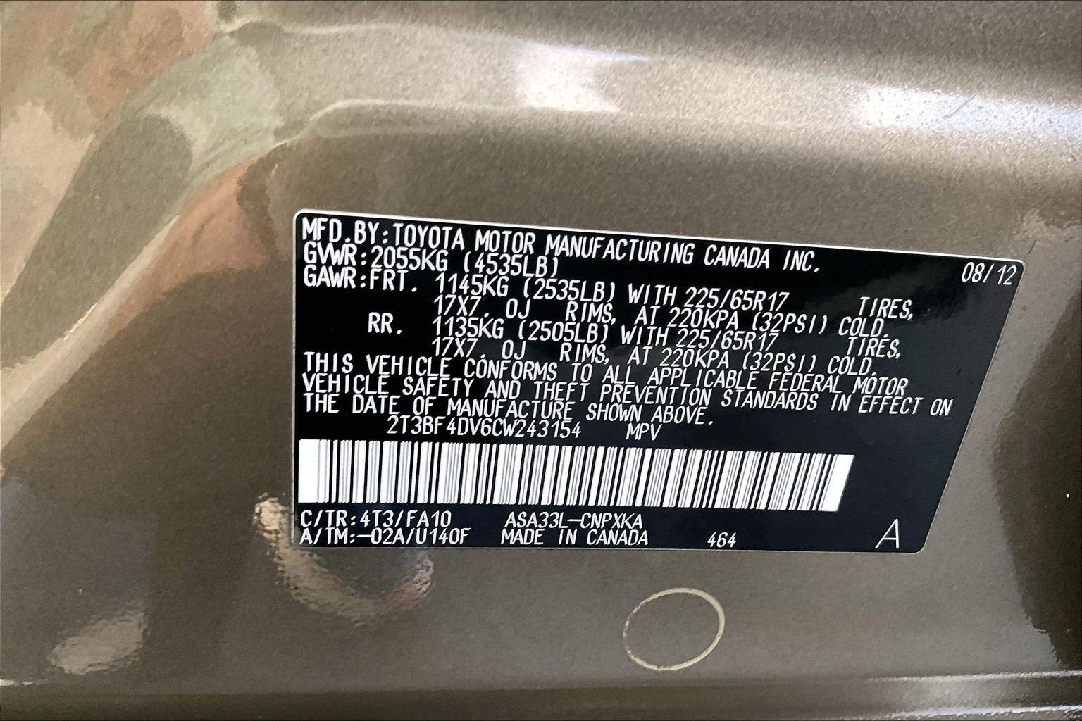 2012 Toyota RAV4 Base