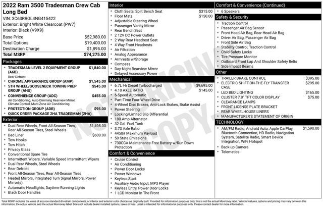 2022 RAM 3500 Tradesman Dually