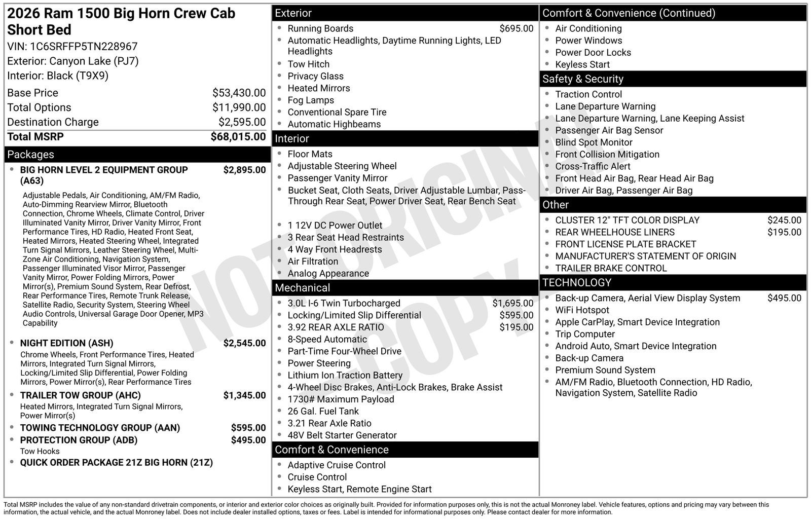 2026 RAM Ram 1500 Big Horn/Lone Star