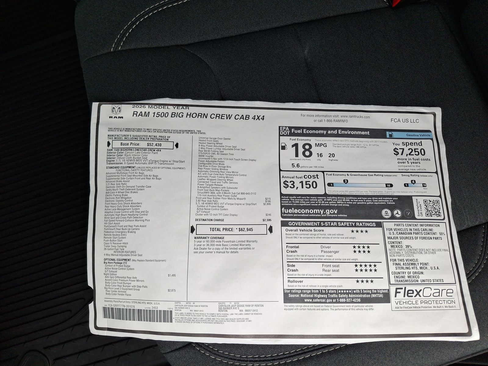 2026 RAM Ram 1500 Big Horn/Lone Star