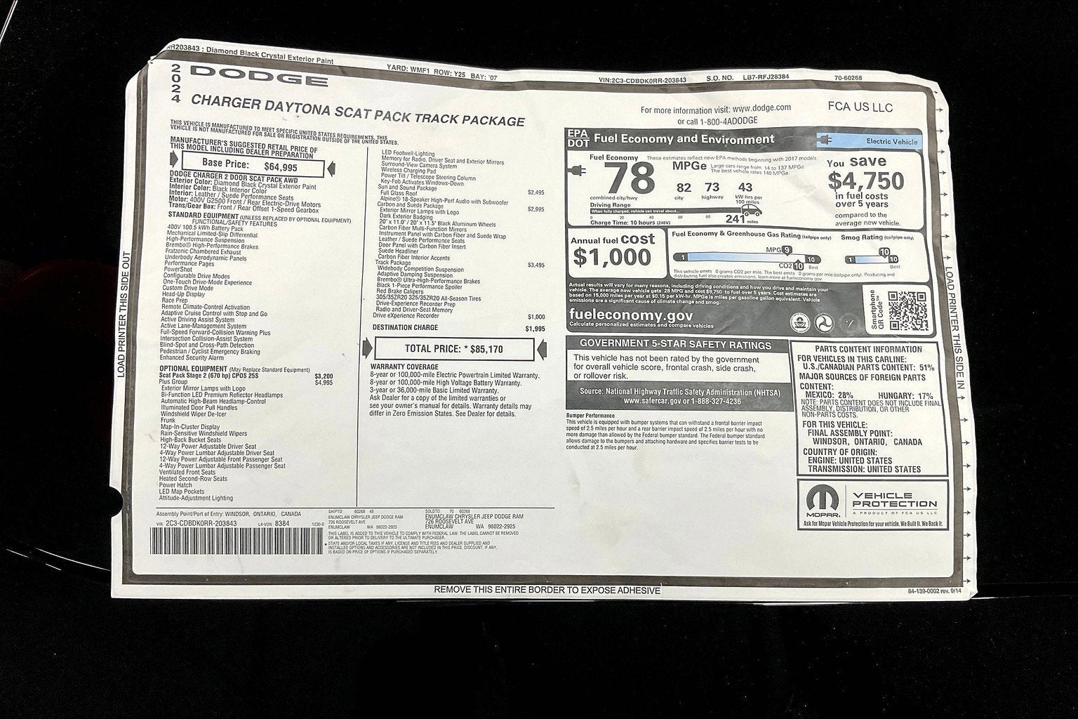 2024 Dodge Charger R/T Scat Pack Track Package