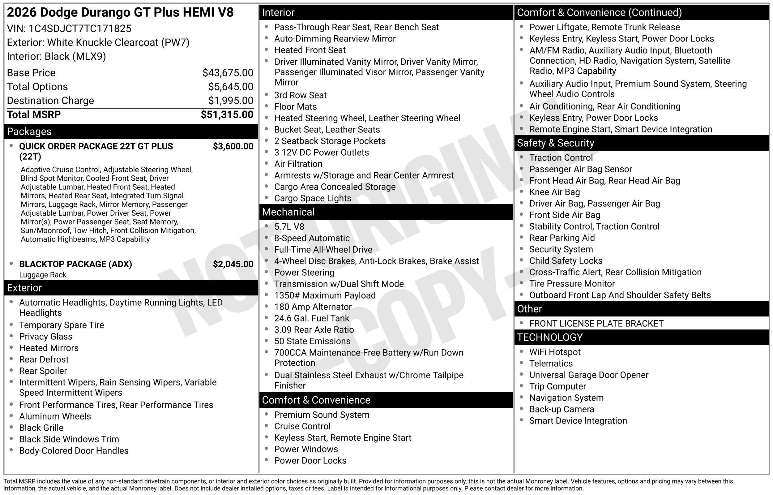 2026 Dodge Durango GT Plus HEMI V8