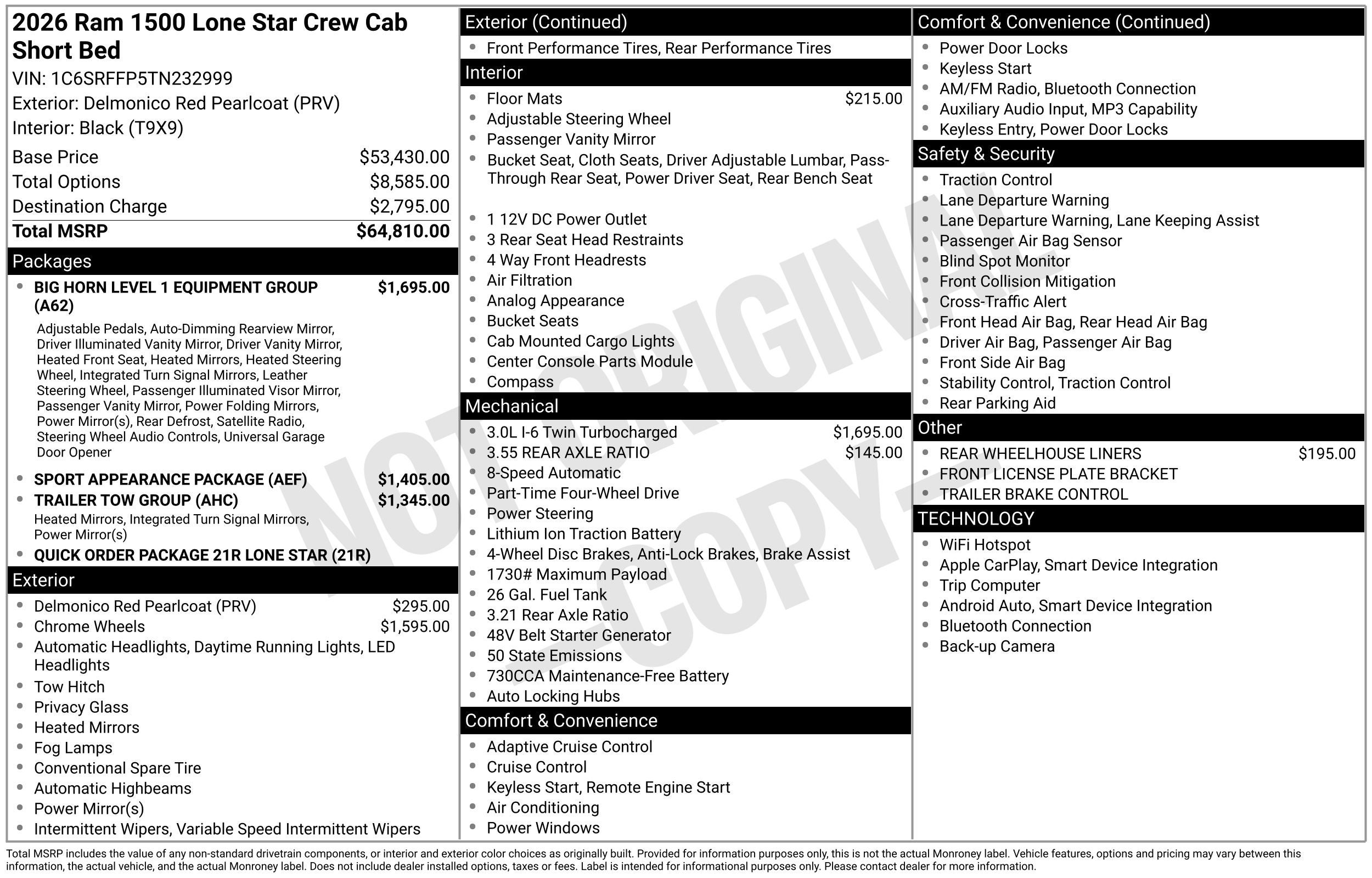 2026 RAM 1500 Big Horn/Lone Star