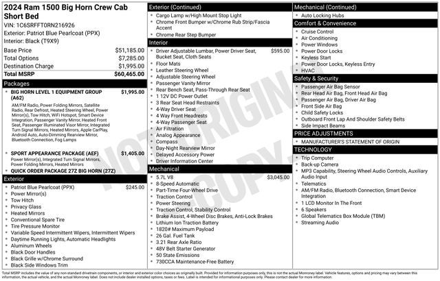 2024 RAM 1500 Big Horn/Lone Star