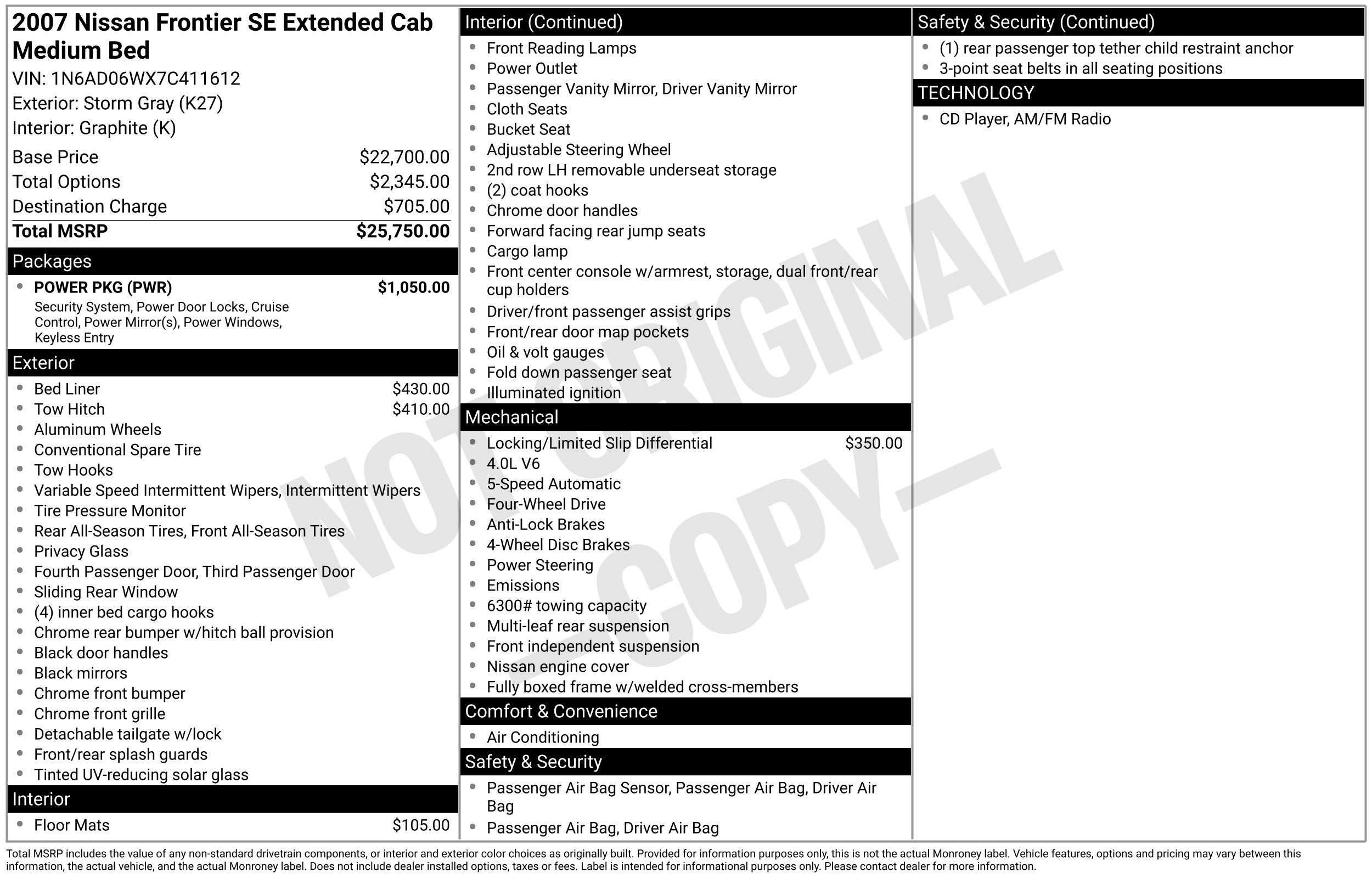 2007 Nissan Frontier SE I4