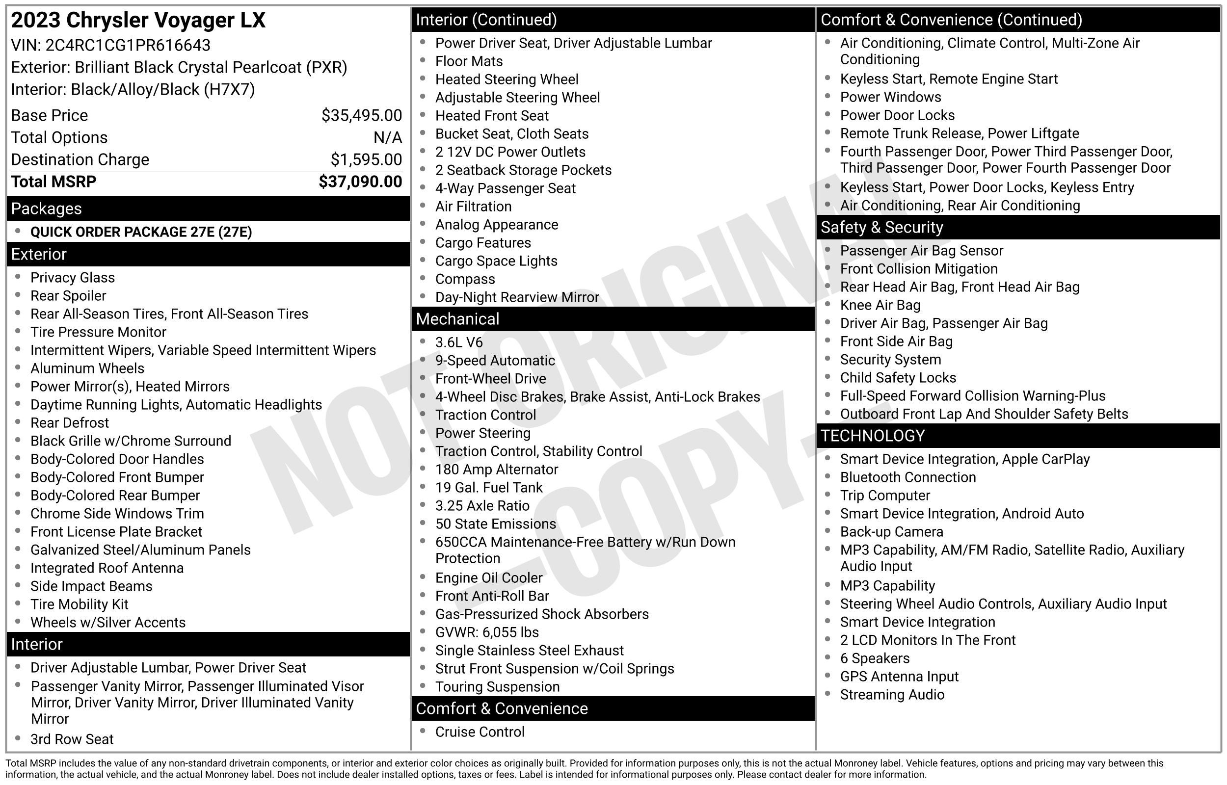 2023 Chrysler Voyager LX