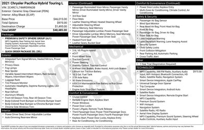 2021 Chrysler Pacifica Hybrid Touring L