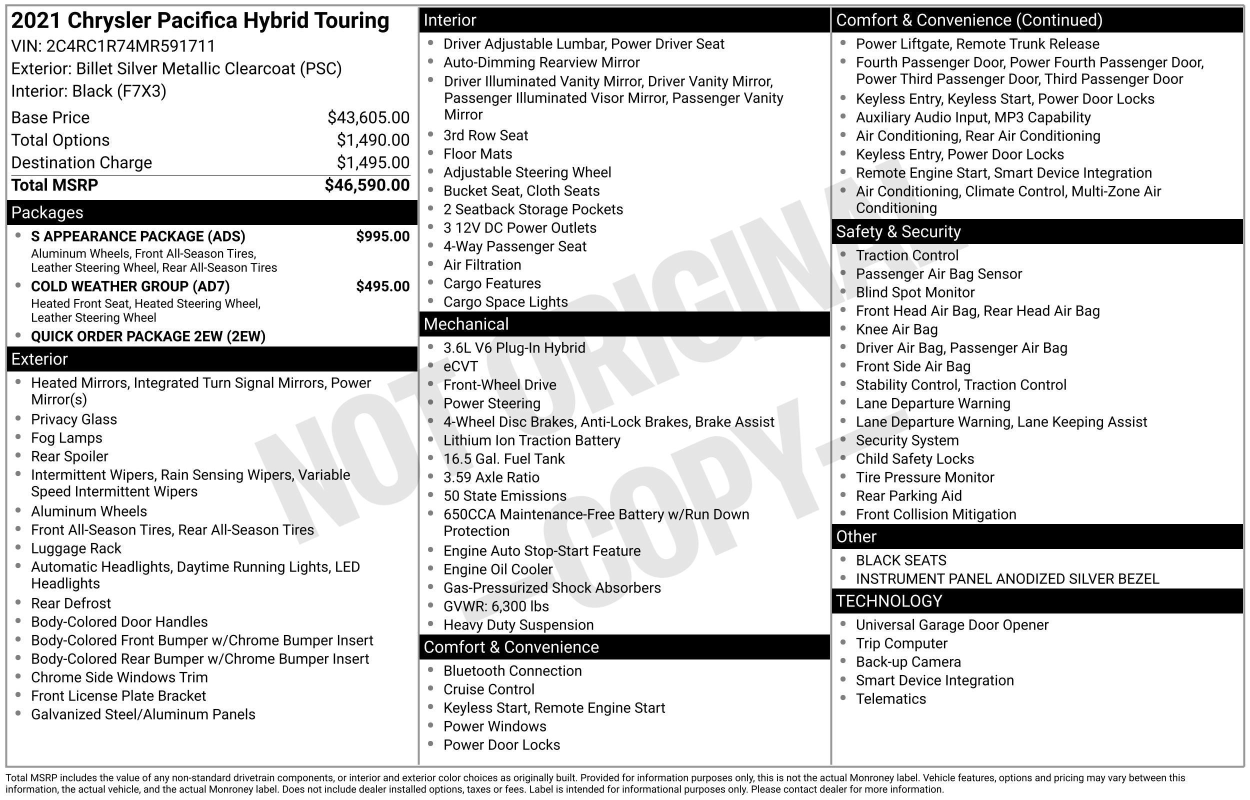 2021 Chrysler Pacifica Hybrid Touring