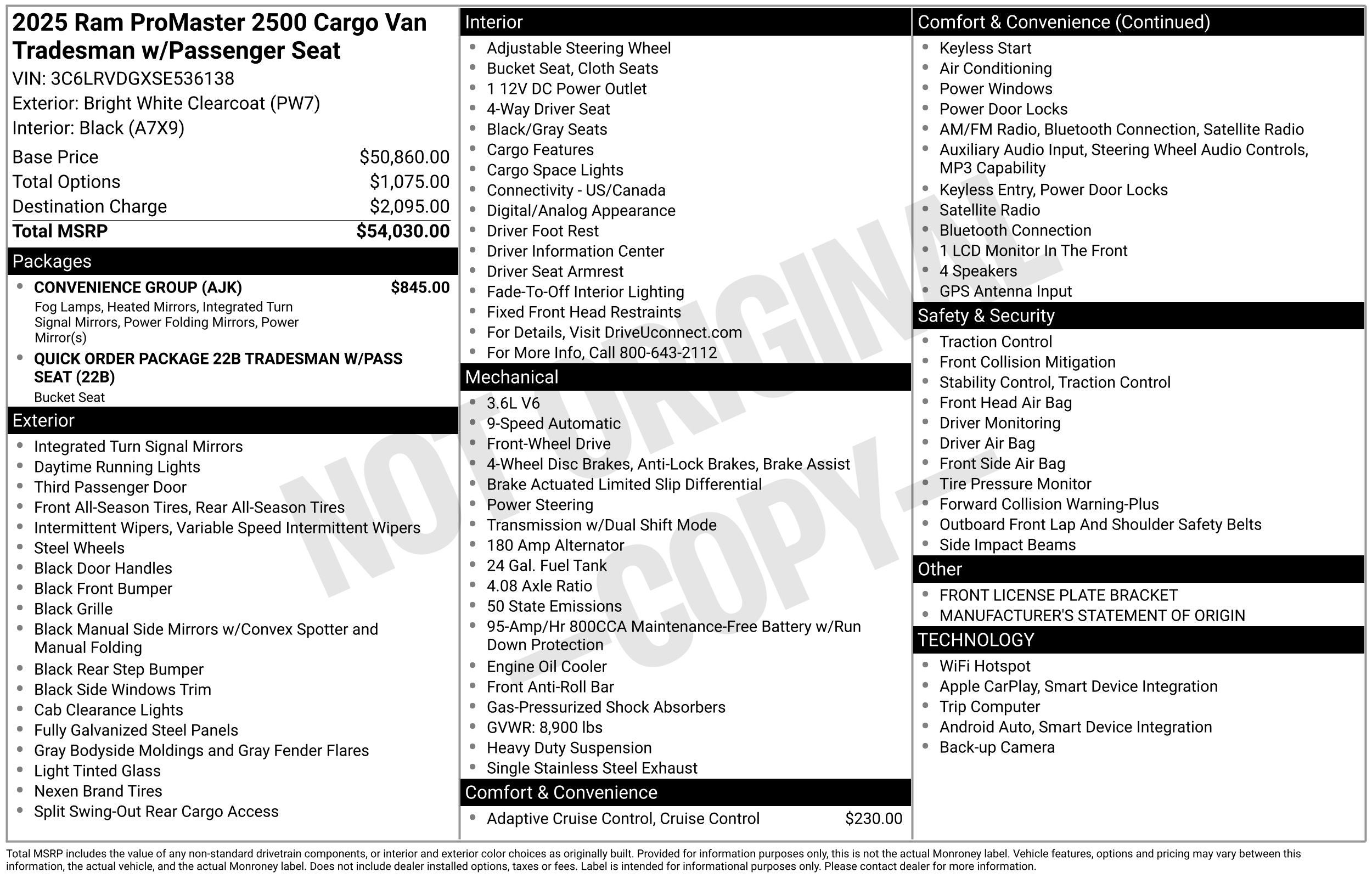 2025 RAM ProMaster 2500 High Roof