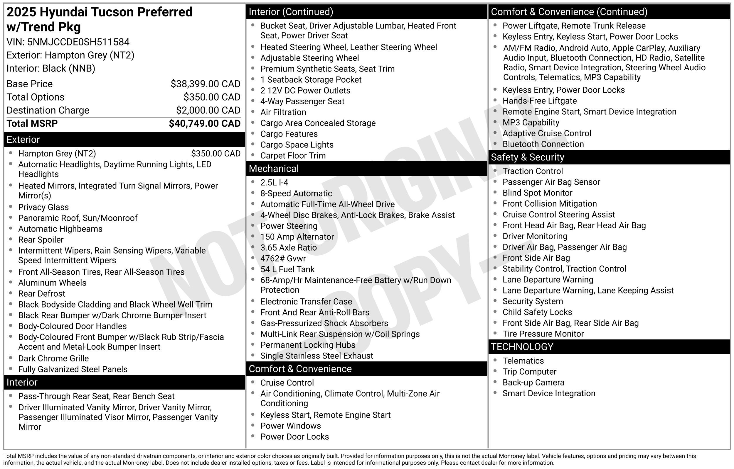 2025 Hyundai Tucson SEL Convenience