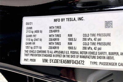 2021 Tesla Model 3 Standard Range Plus