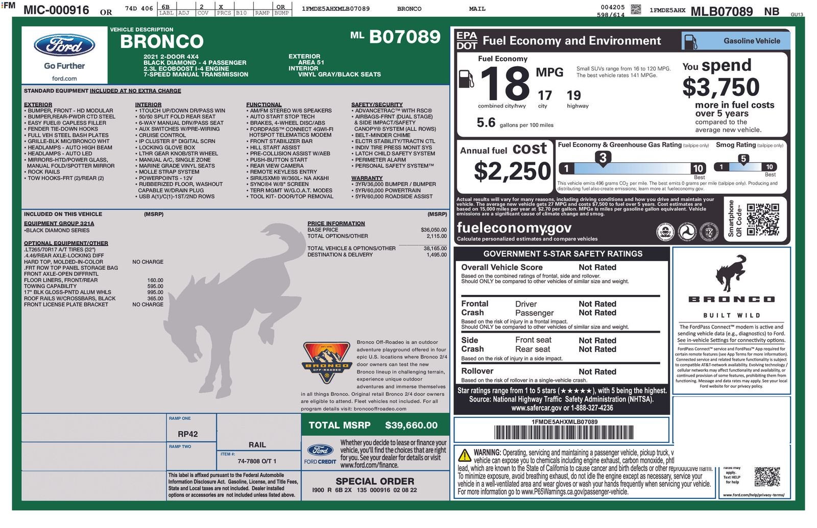 2021 Ford Bronco Black Diamond