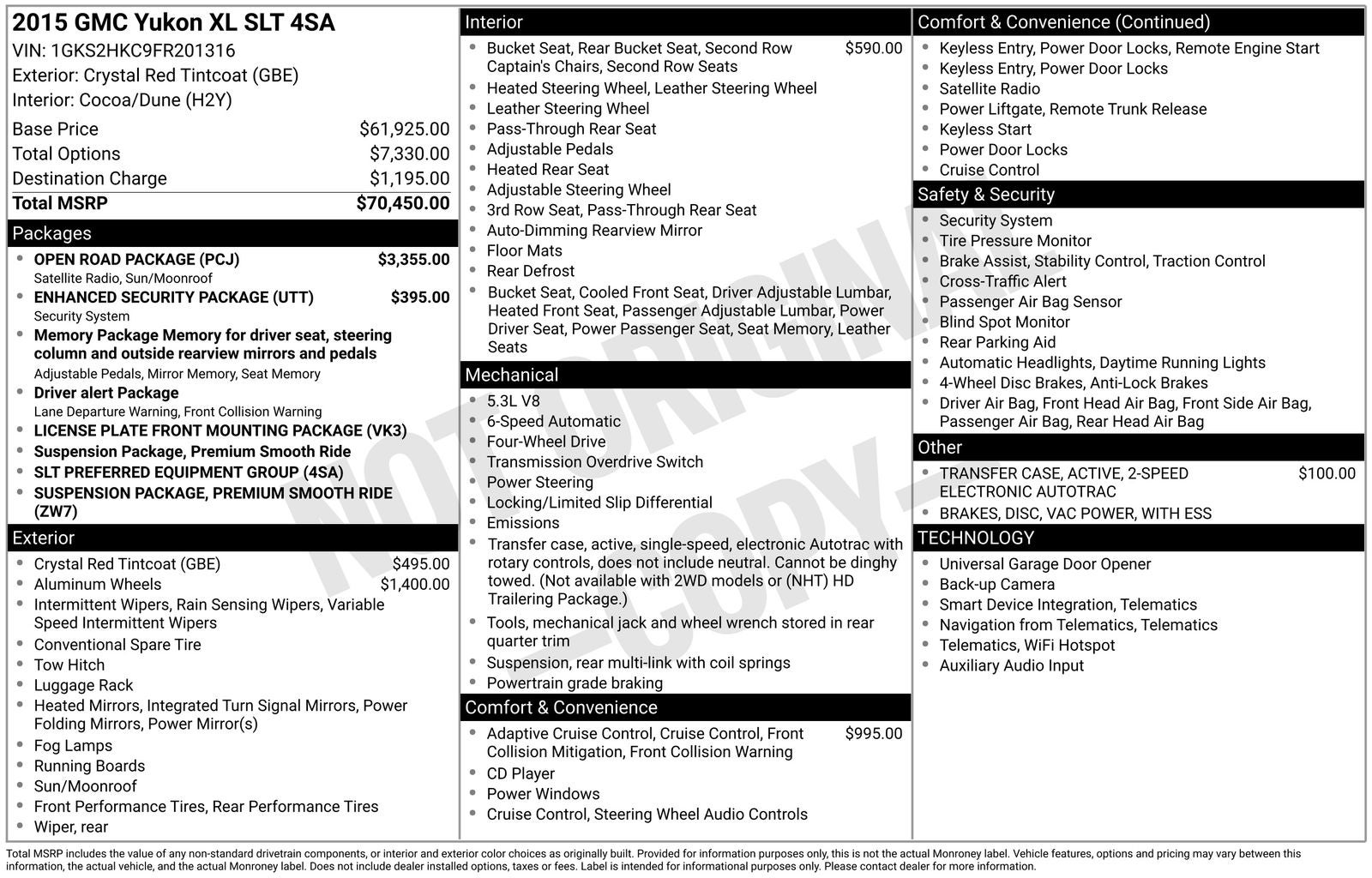 2015 GMC Yukon XL SLT 1500
