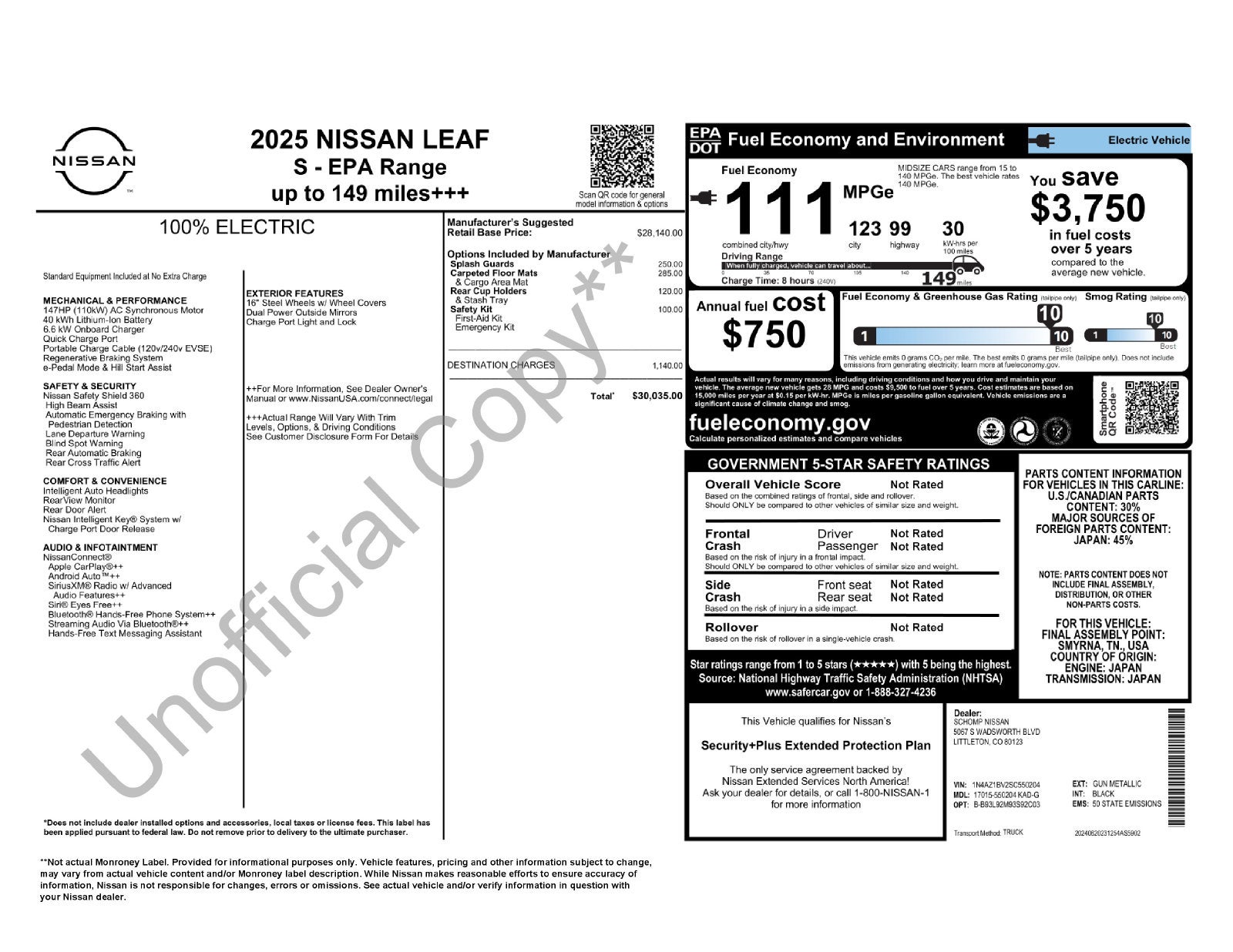 2025 Nissan Leaf S