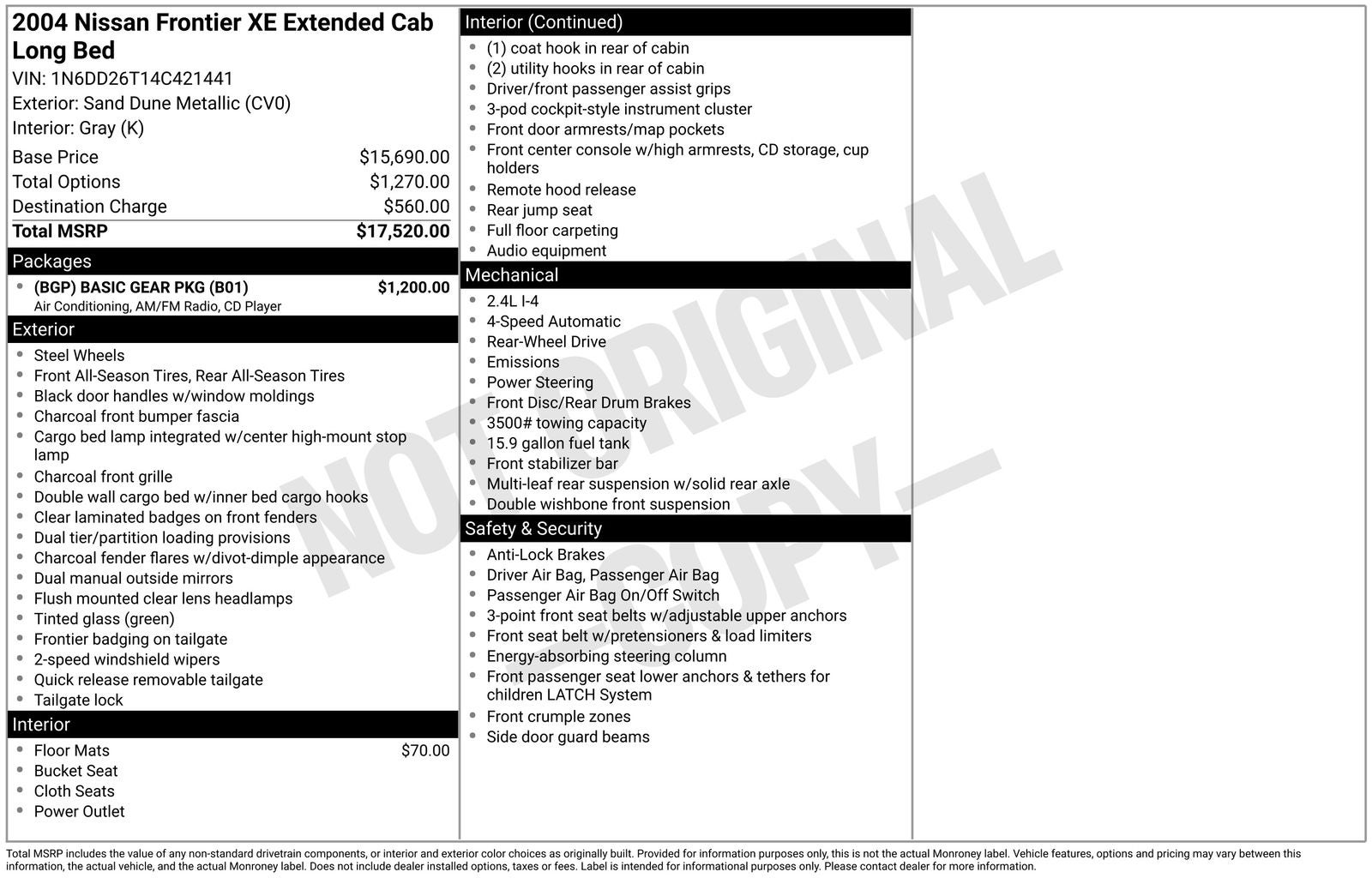 2004 Nissan Frontier XE