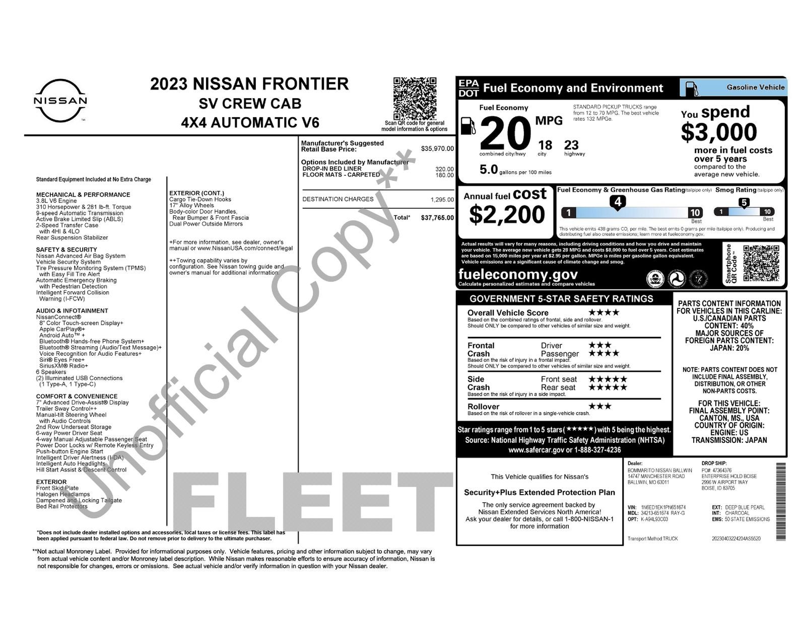 2023 Nissan Frontier SV