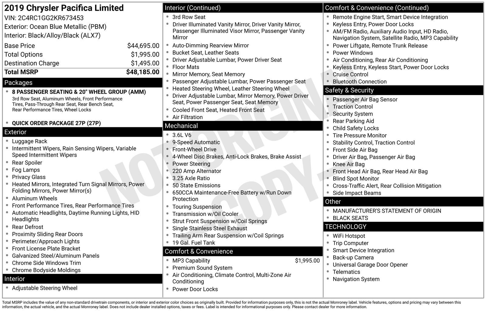 2019 Chrysler Pacifica Limited