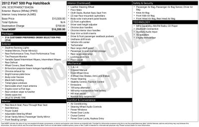 2012 FIAT 500 Pop