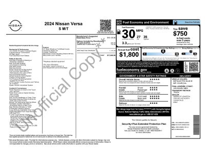 2024 Nissan Versa 1.6 S