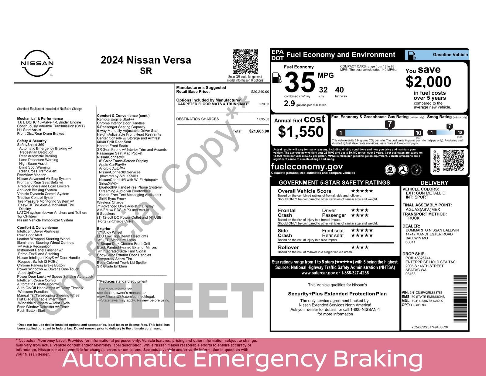 2024 Nissan Versa 1.6 SR