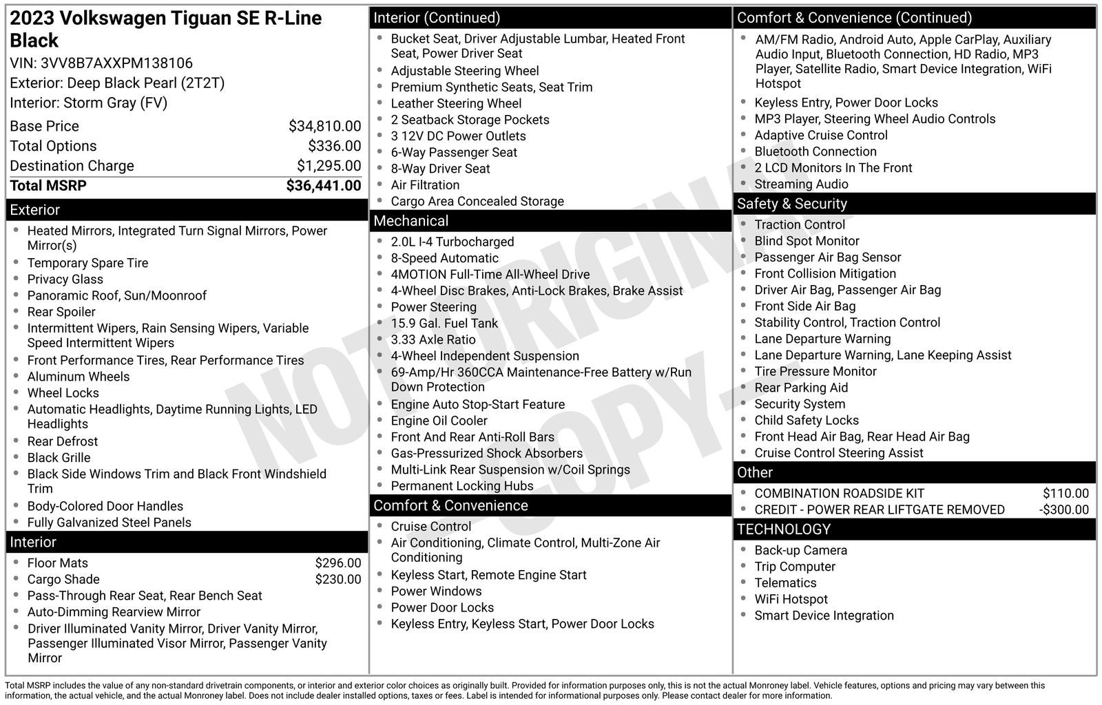 2023 Volkswagen Tiguan 2.0T SE R-Line Black