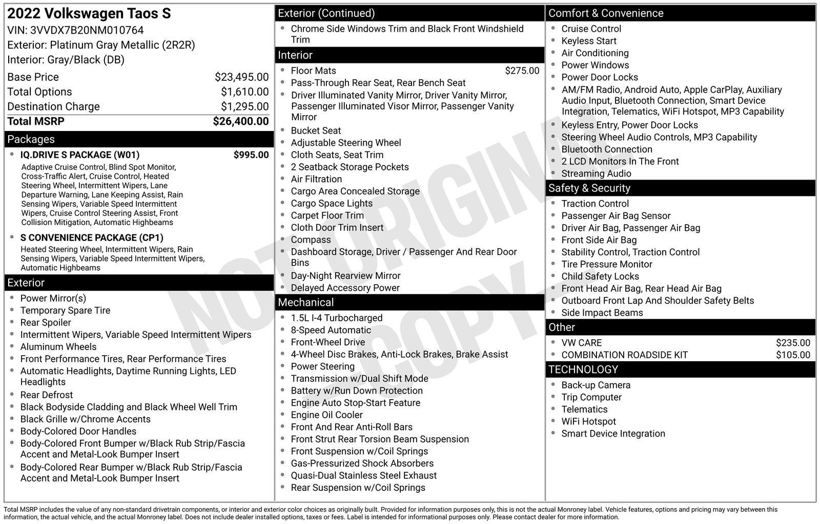 2022 Volkswagen Taos 1.5T S