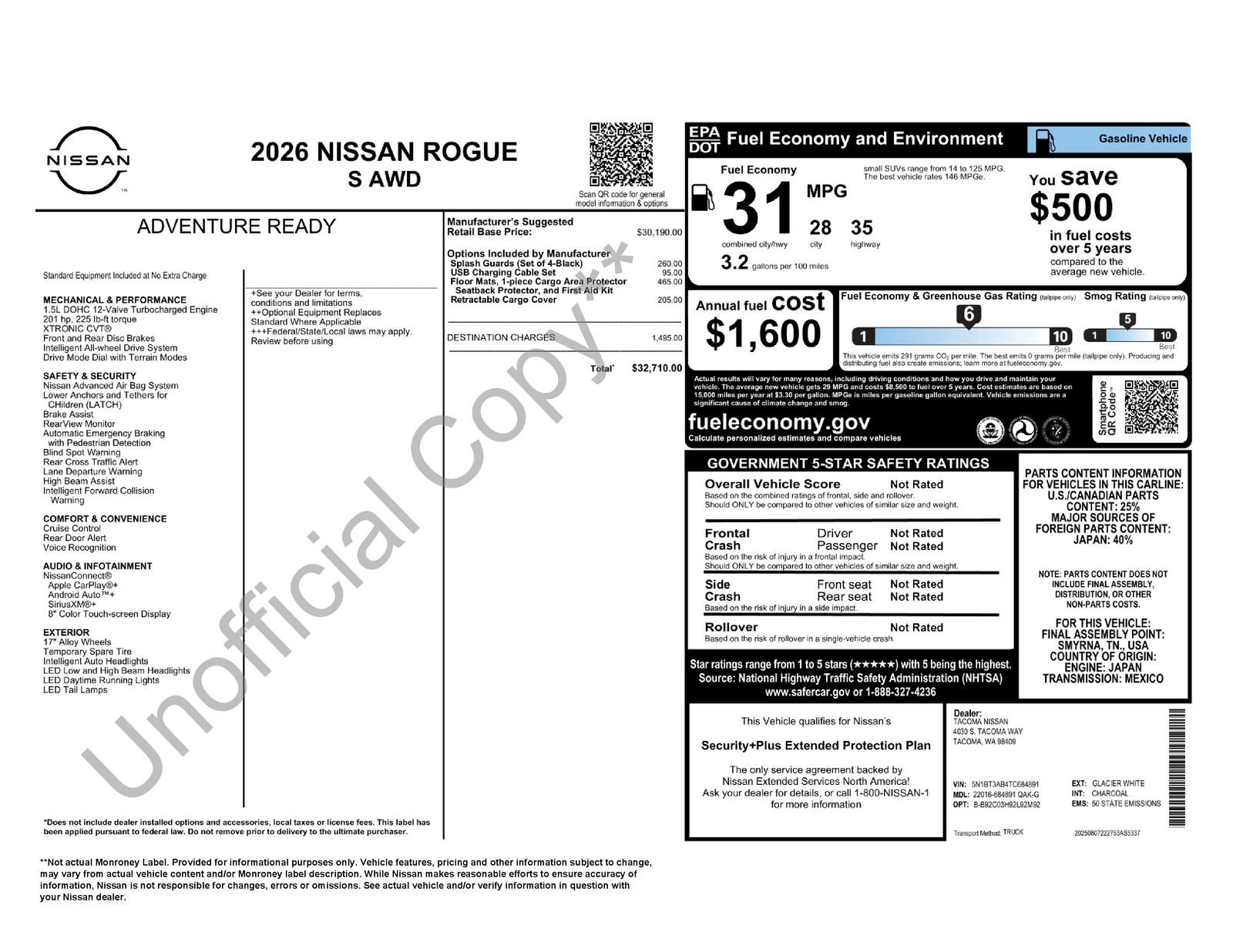 2026 Nissan Rogue S