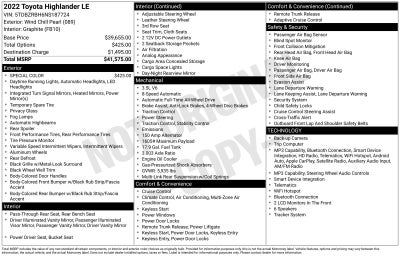 2022 Toyota Highlander LE