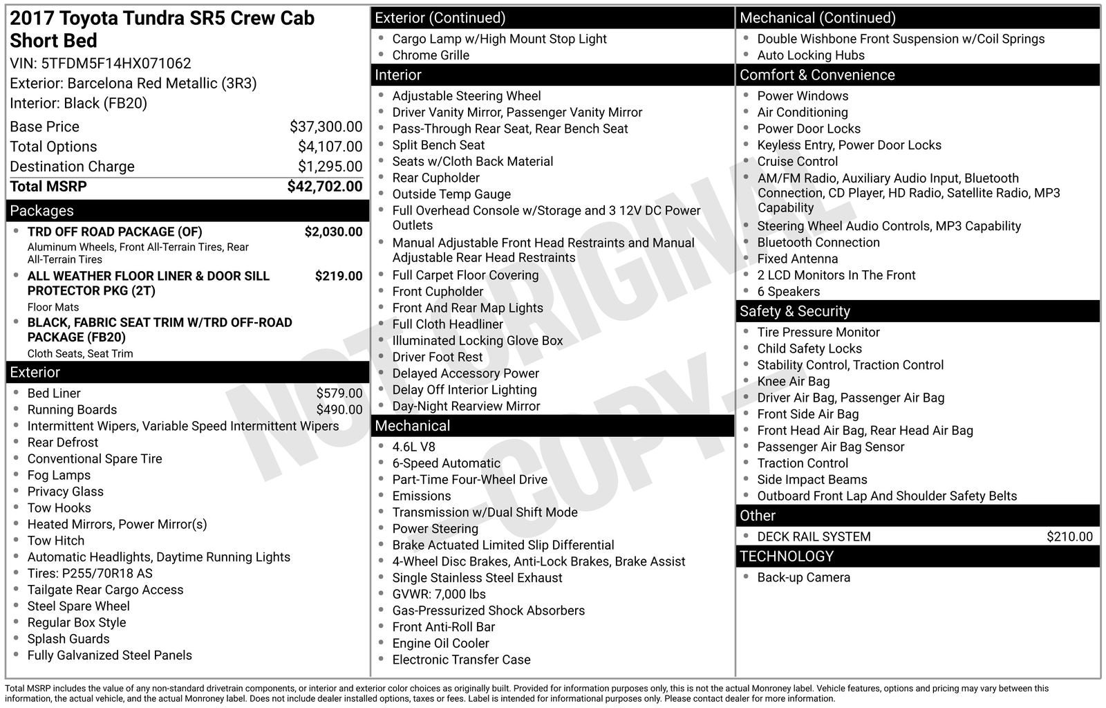 2017 Toyota Tundra SR5 4.6L V8