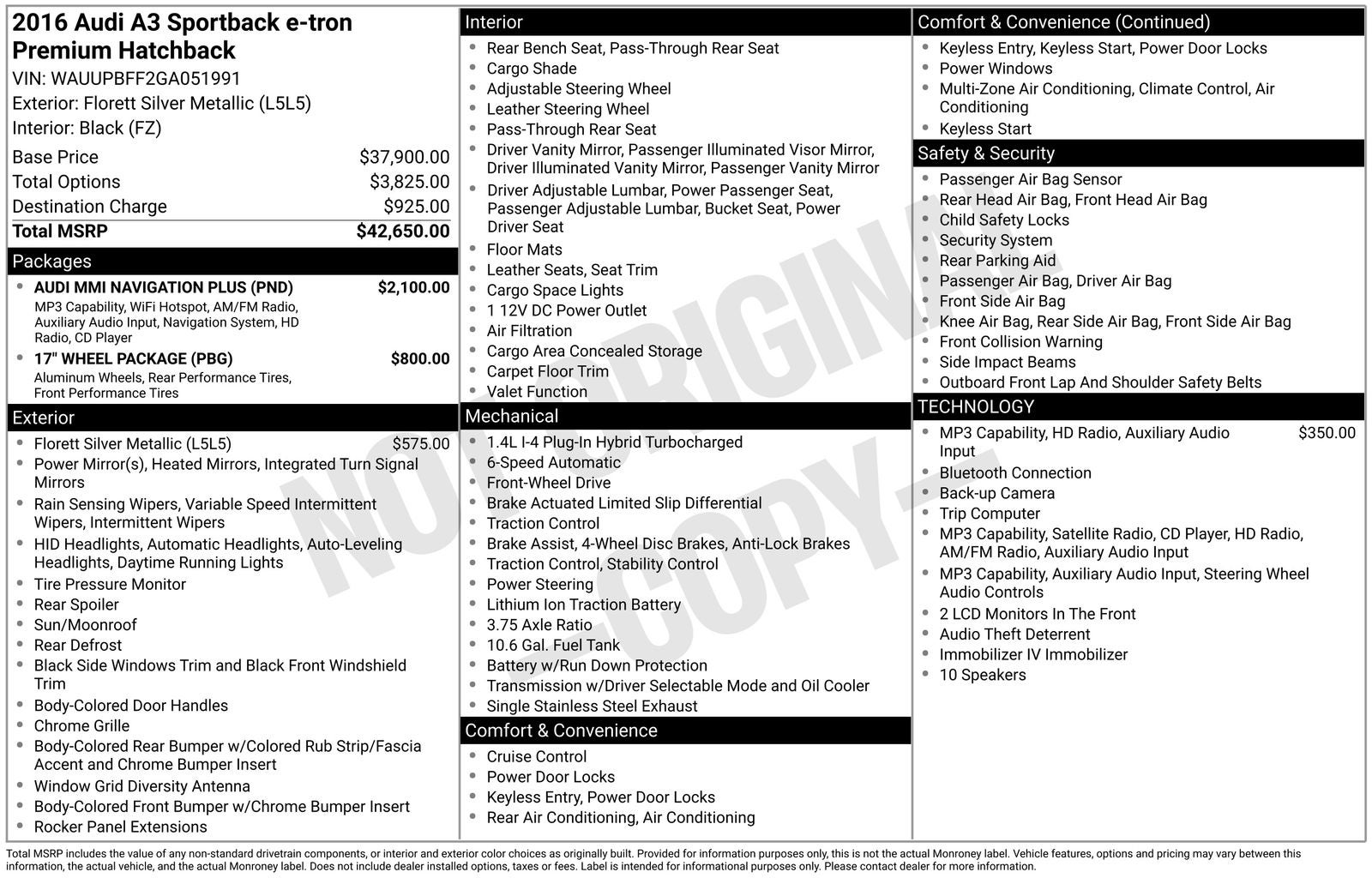 2016 Audi A3 e-tron 1.4T Premium