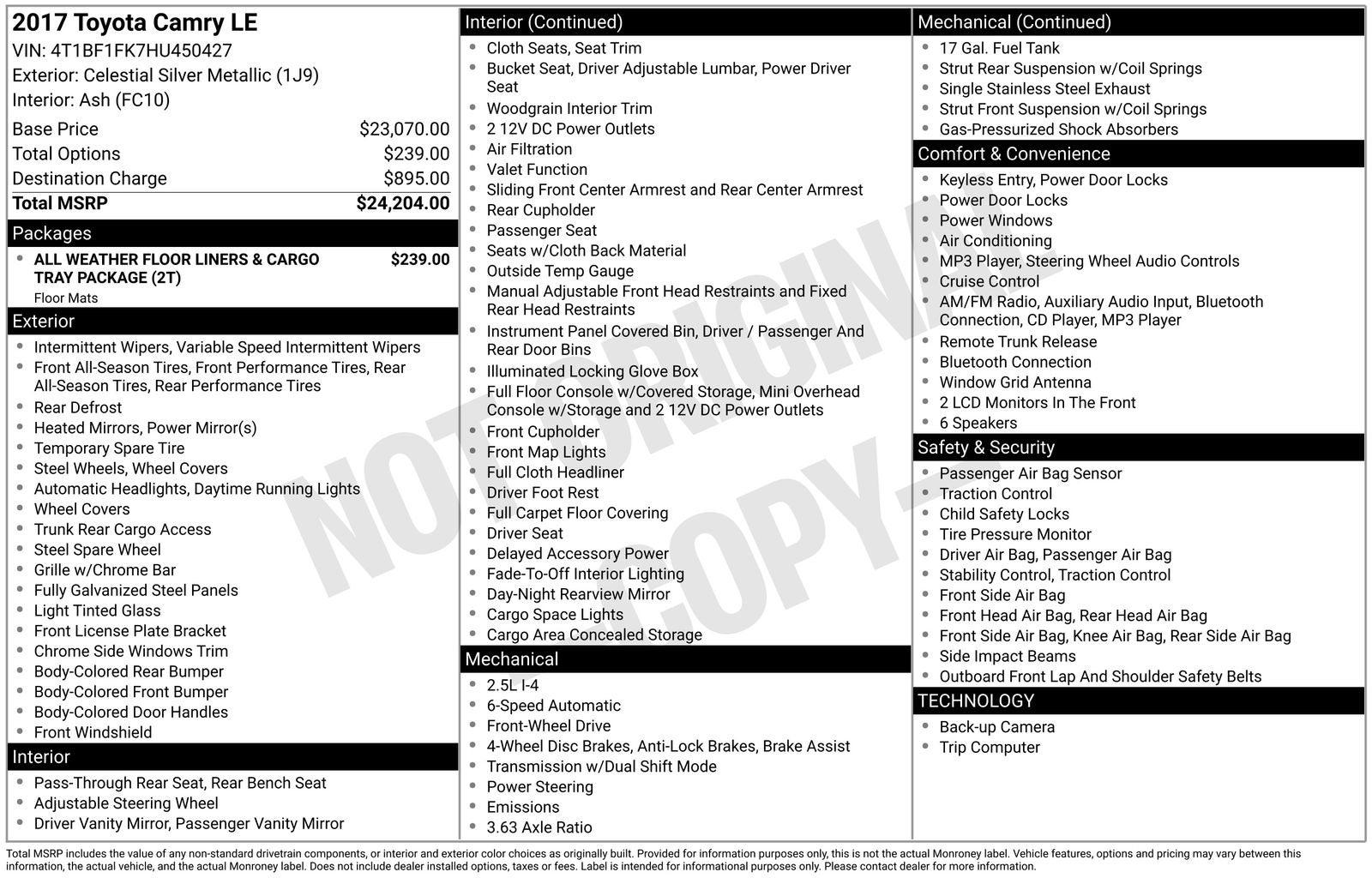 2017 Toyota Camry LE