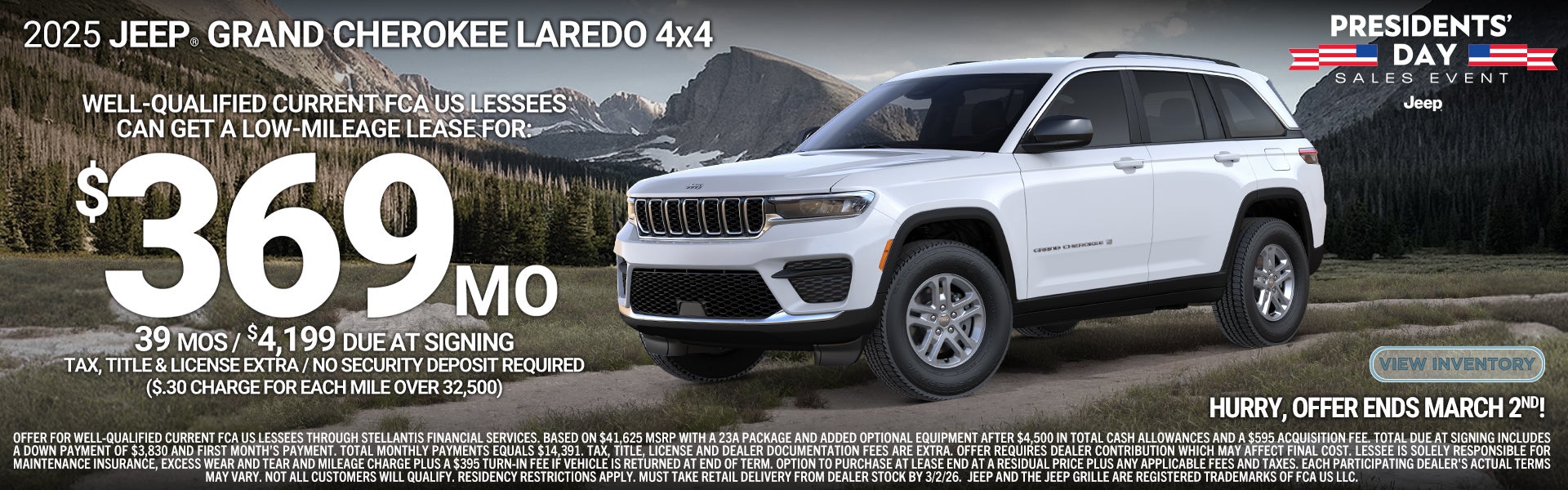 Lease a new 2025 Jeep Grand Cherokee for around $369/mo