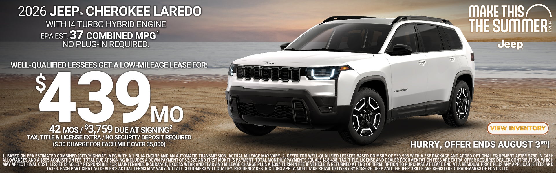 Lease a Jeep Cherokee Laredo for $439/mo