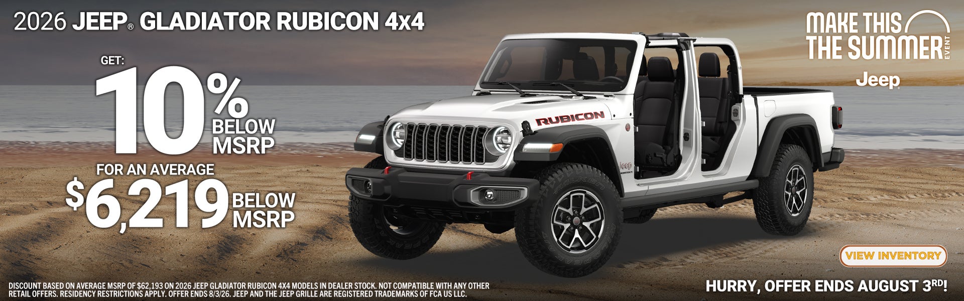 10% Below MSRP on Gladiator Rubicon