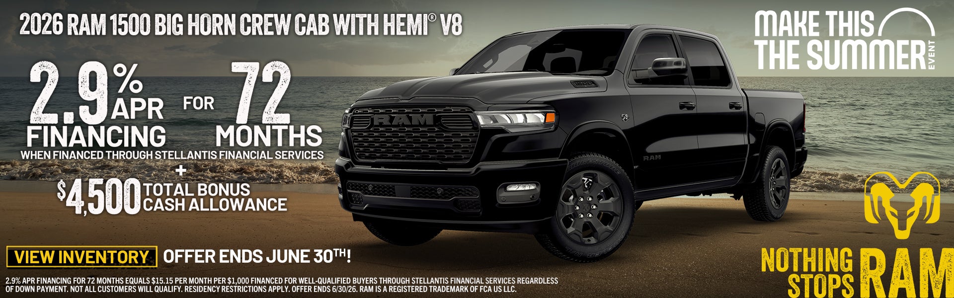 2.9% APR Financing for 72mo on 2026 Ram 1500 Big Horns