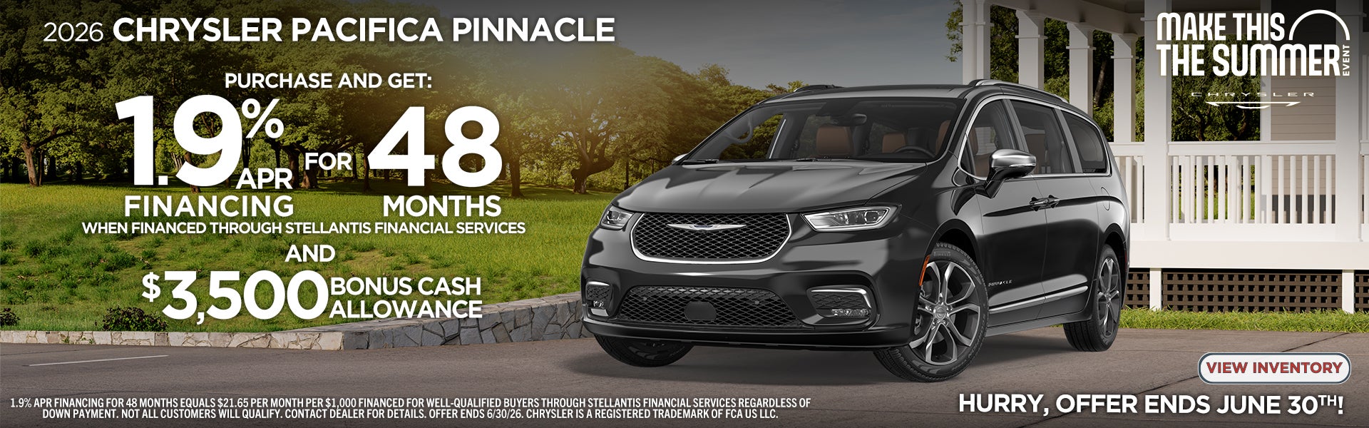 1.9% APR Financing Available on Chrysler Pacifica Pinnacle