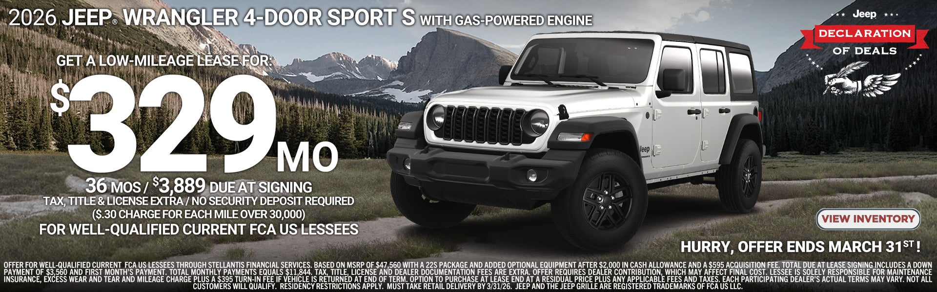 Lease a new 2026 Jeep Wrangler