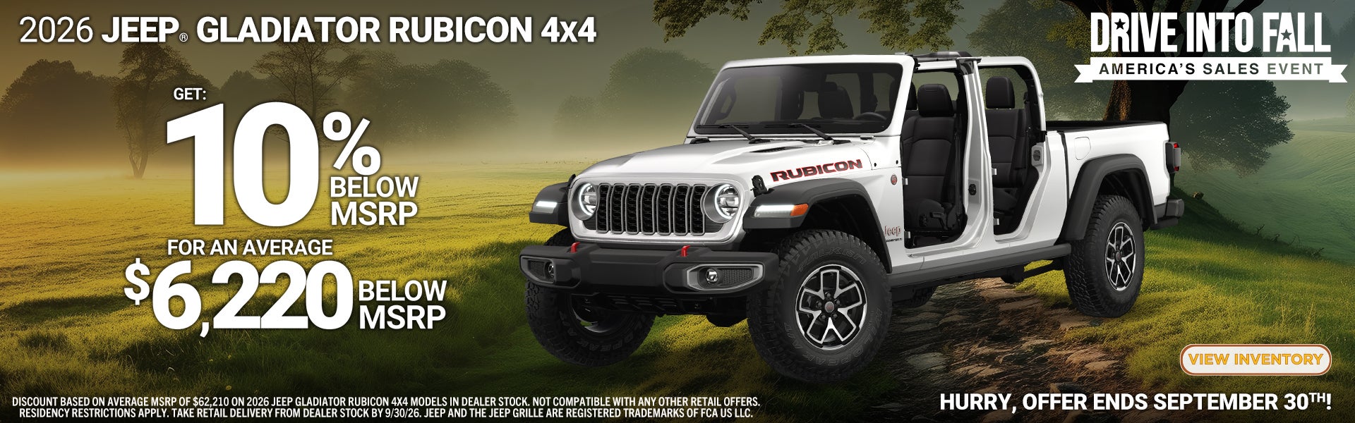 Up to at least 10% off MSRP on new 2026 Jeep Gladiator 4x4