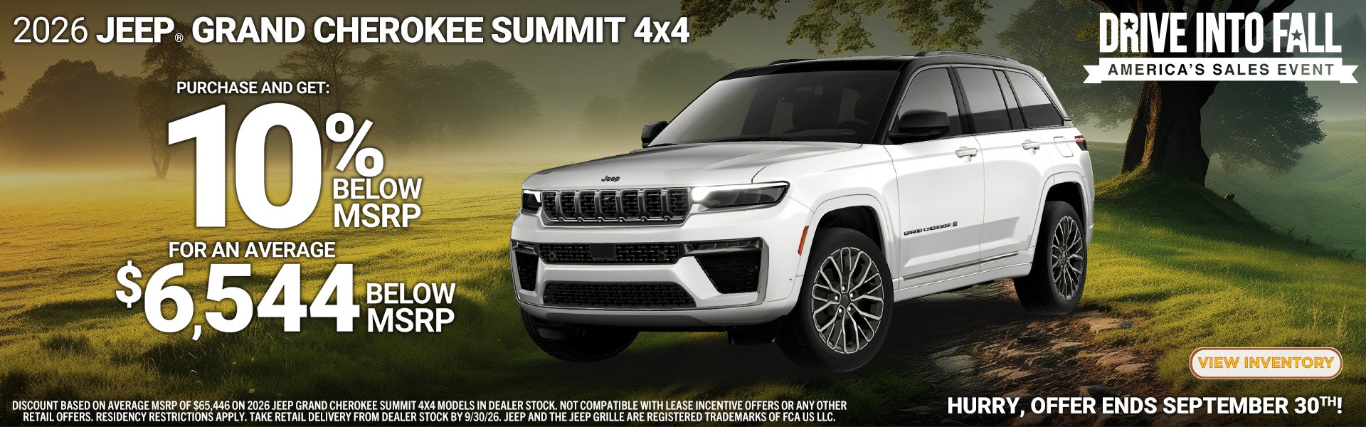 Up to at least 10% off msrp on new 2026 Jeep Grand Cherokee