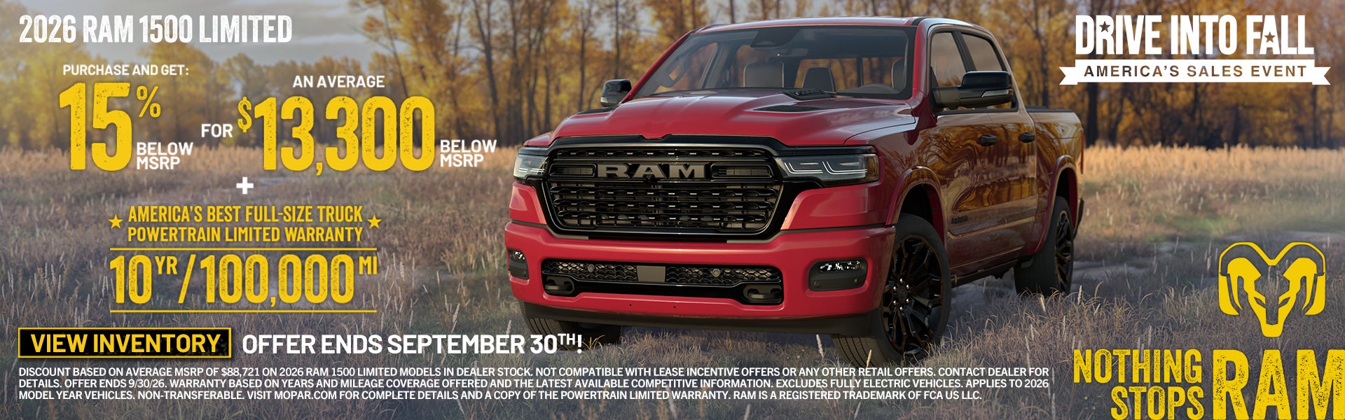 Up to 15% off msrp select new 26 Ram 1500