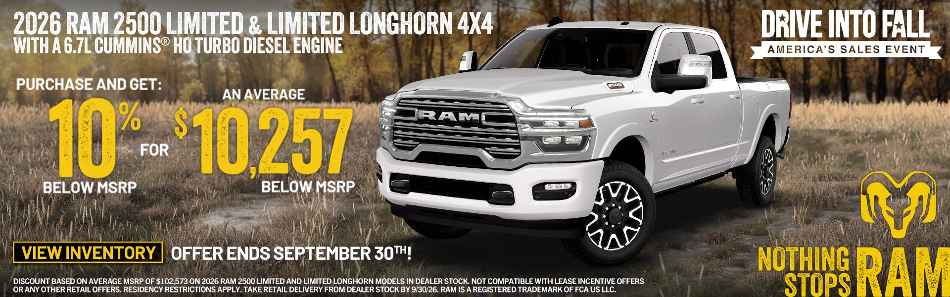 10% off MSRP select 26 Ram 2500 models